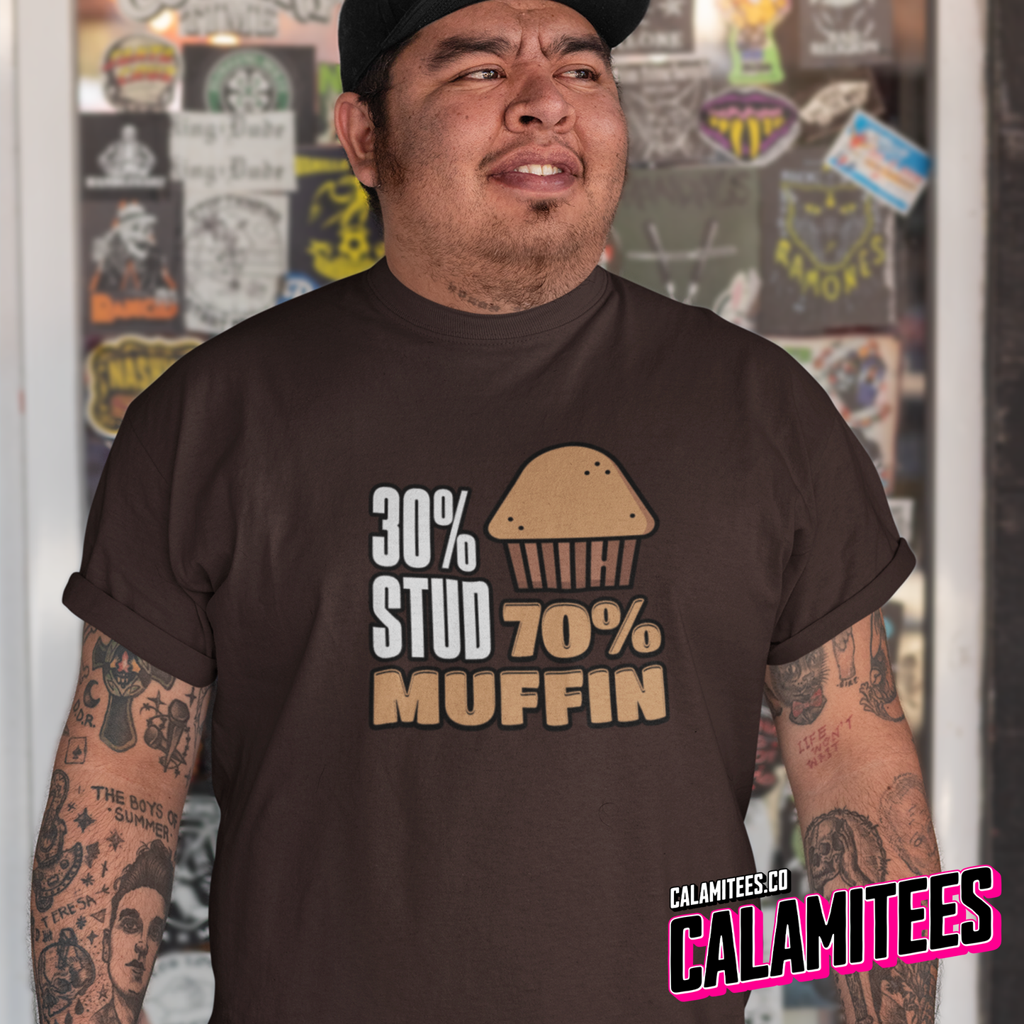 30% Stud, 70% Muffin (30 percent stud, 70 percent muffin) Chubby Fat Joke Graphic Tee Funny T-Shirt