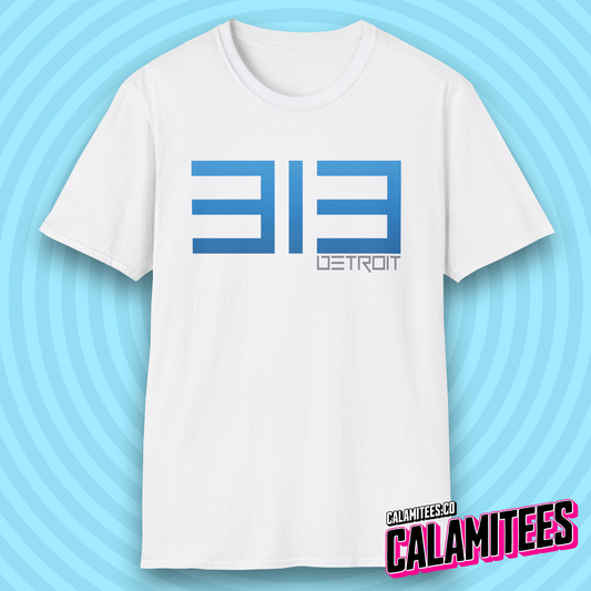 313 Detroit Motor City Area Code Modern Text T-Shirt