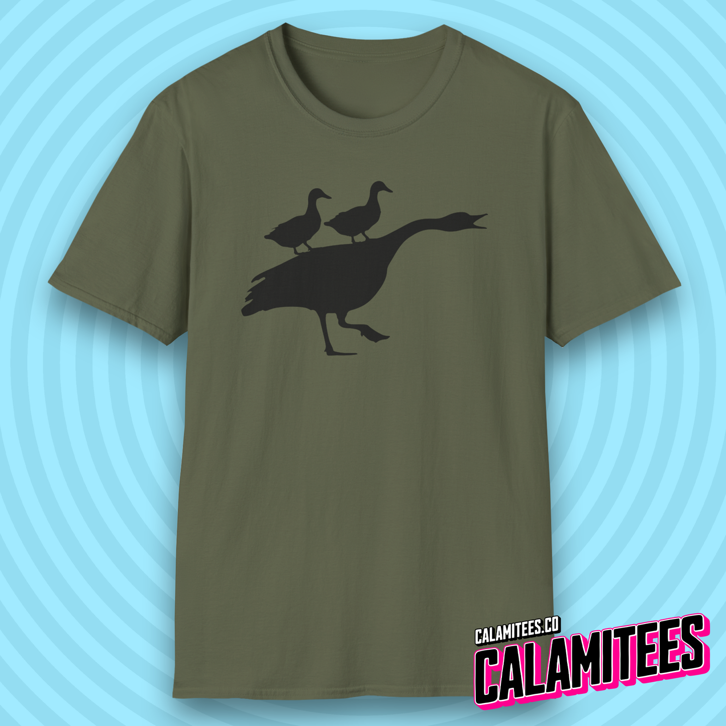 Duck Duck Goose Two Ducks Riding a Honking Goose Funny T-Shirt