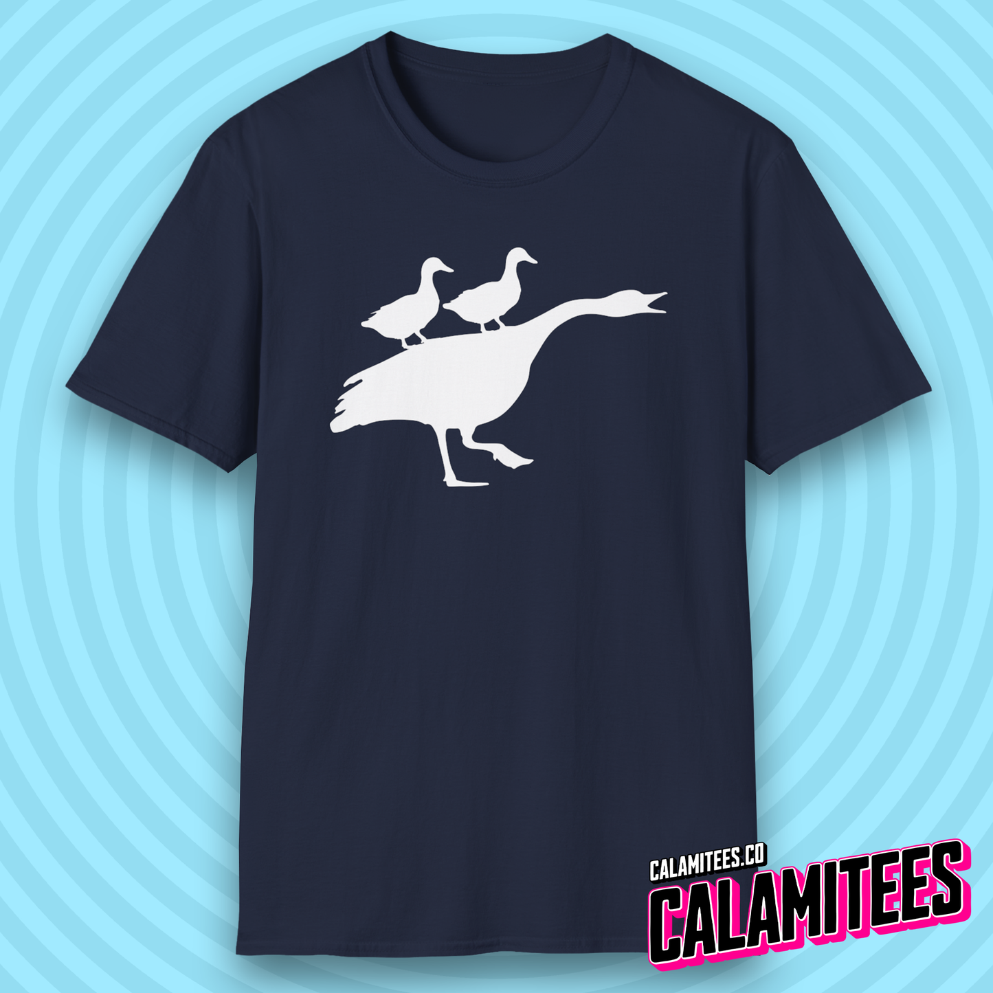 Duck Duck Goose Two Ducks Riding a Honking Goose Funny T-Shirt