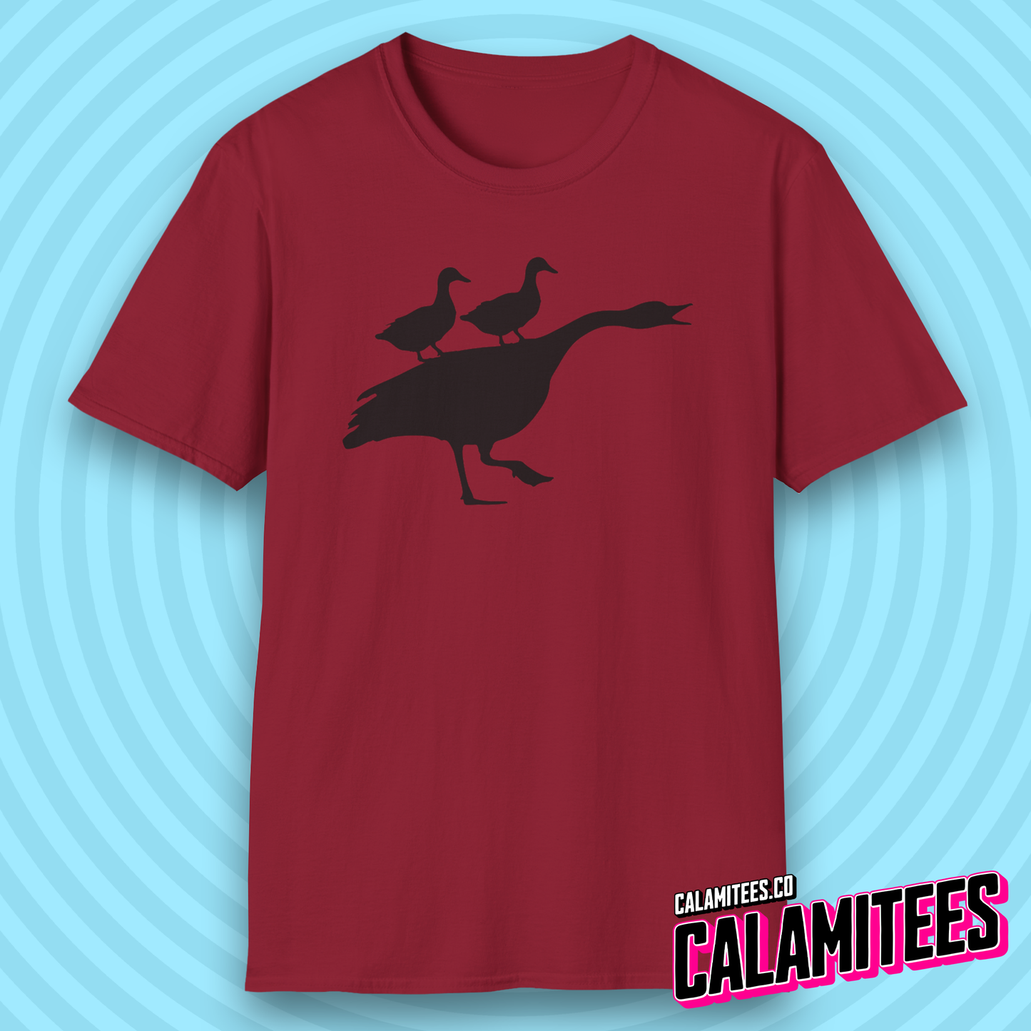 Duck Duck Goose Two Ducks Riding a Honking Goose Funny T-Shirt