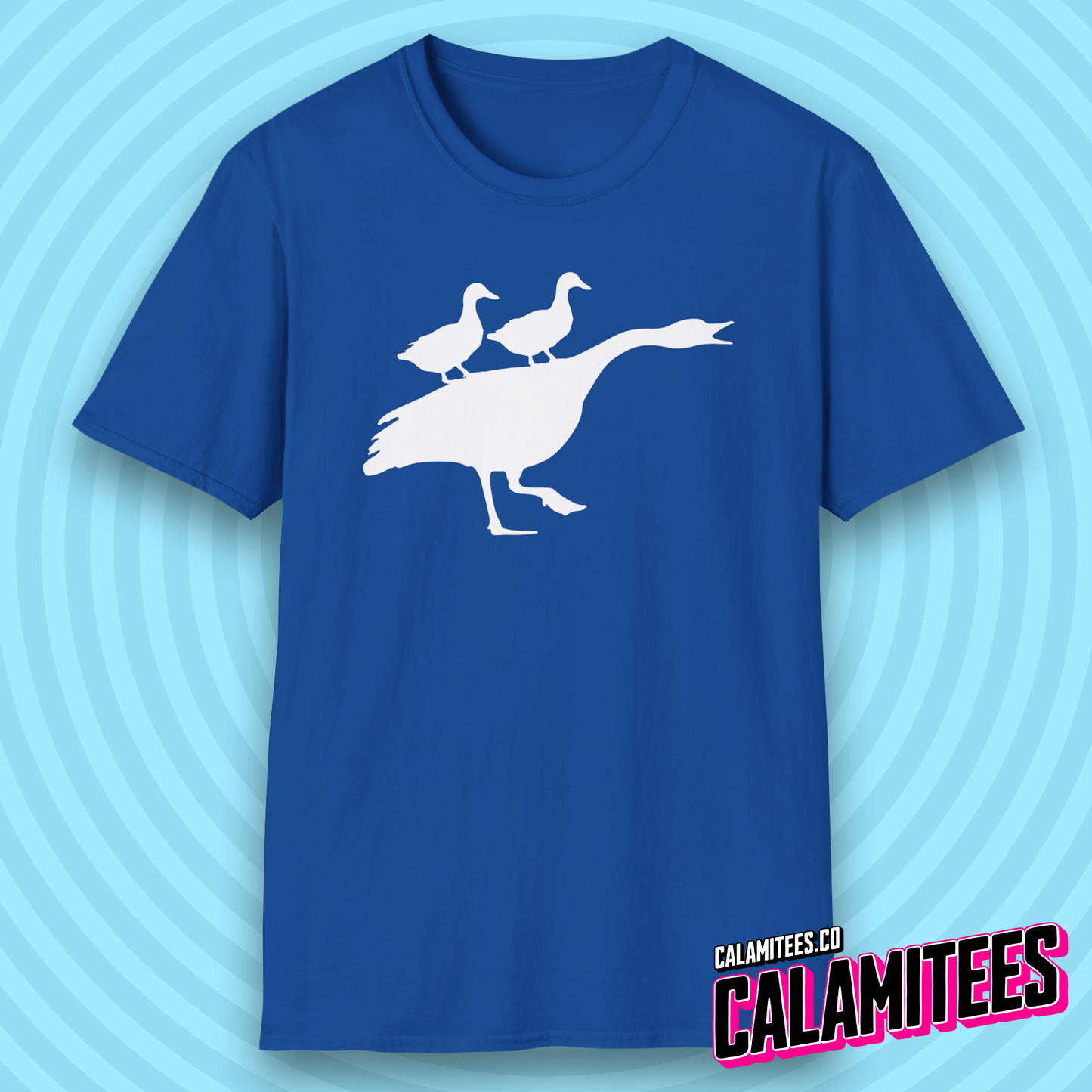 Duck Duck Goose Two Ducks Riding a Honking Goose Funny T-Shirt