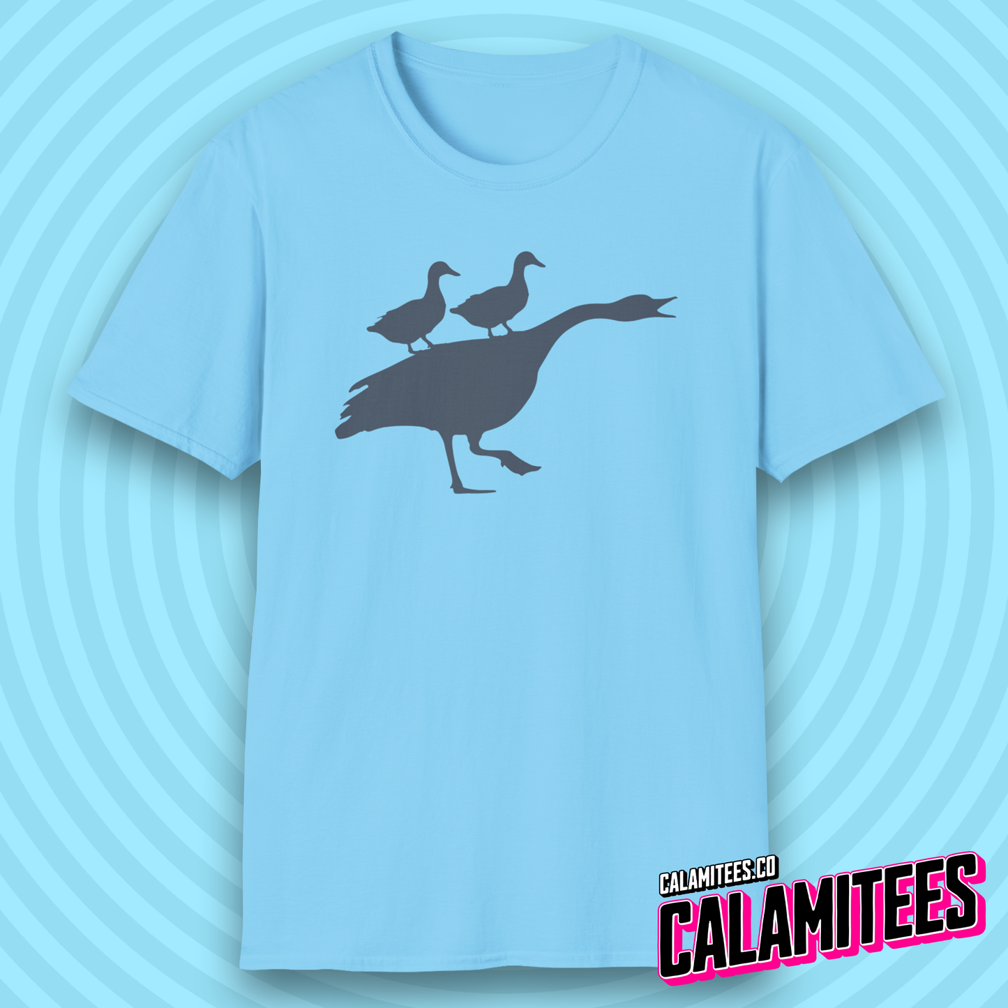 Duck Duck Goose Two Ducks Riding a Honking Goose Funny T-Shirt