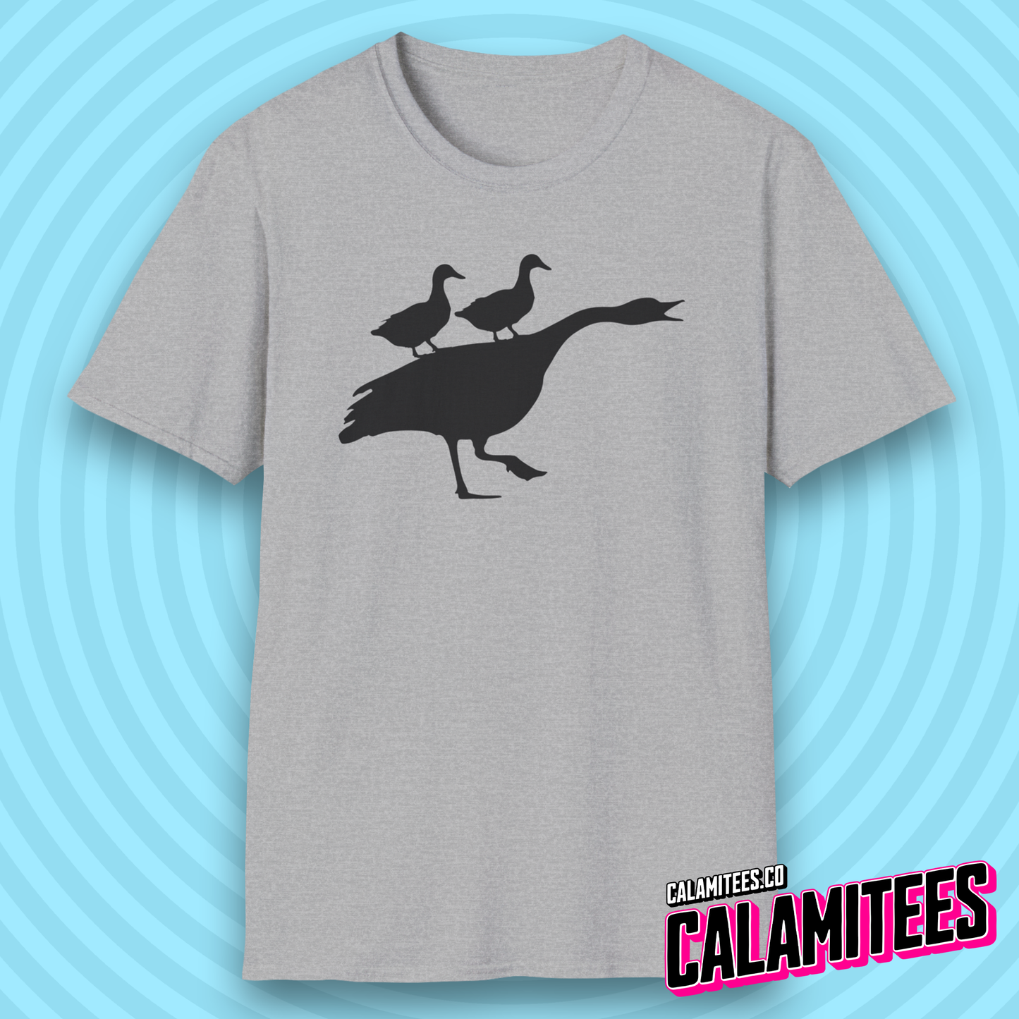 Duck Duck Goose Two Ducks Riding a Honking Goose Funny T-Shirt