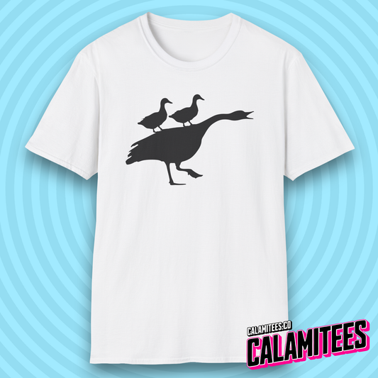 Duck Duck Goose Two Ducks Riding a Honking Goose Funny T-Shirt