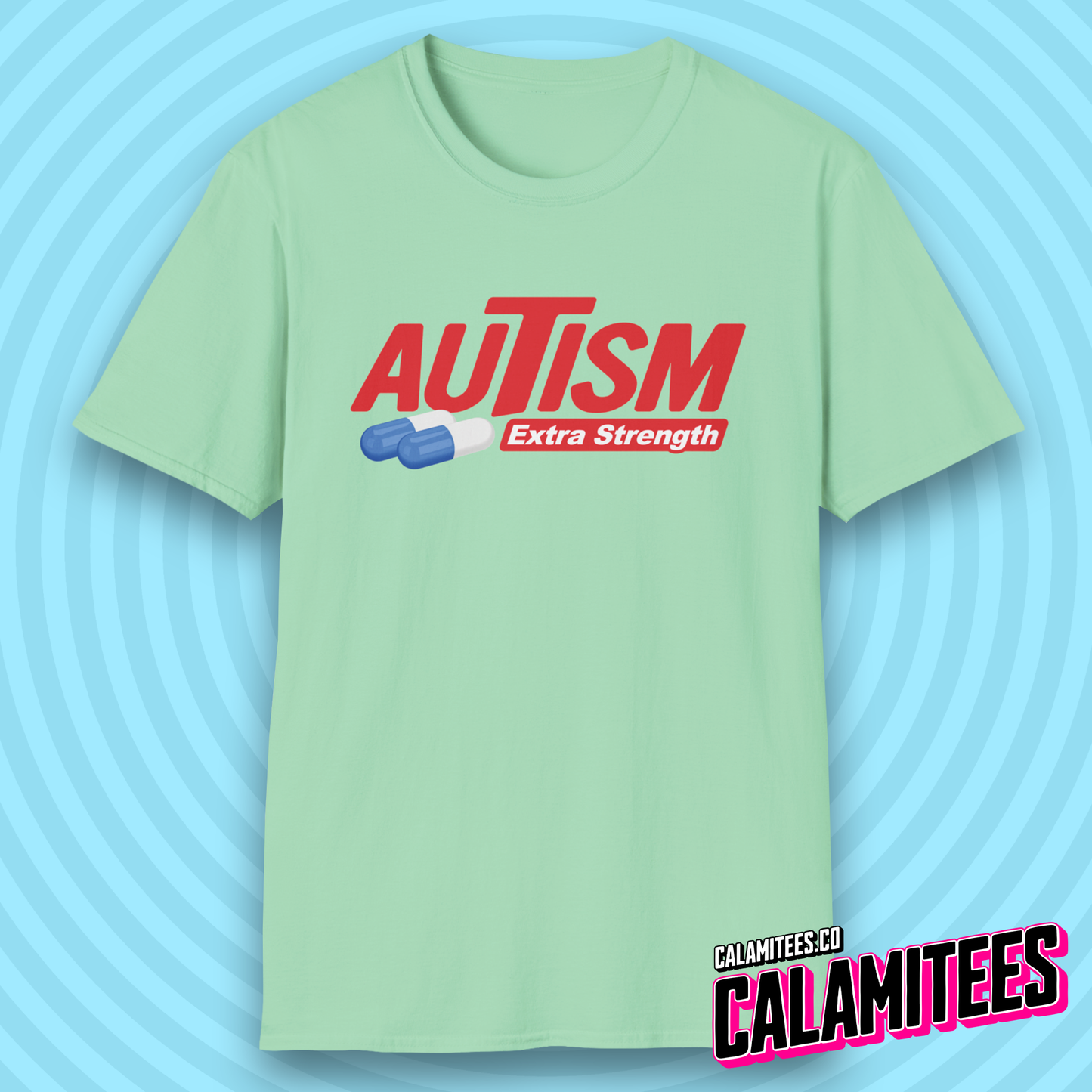 Autism Extra Strength Autistic Humor Parody Logo T-Shirt