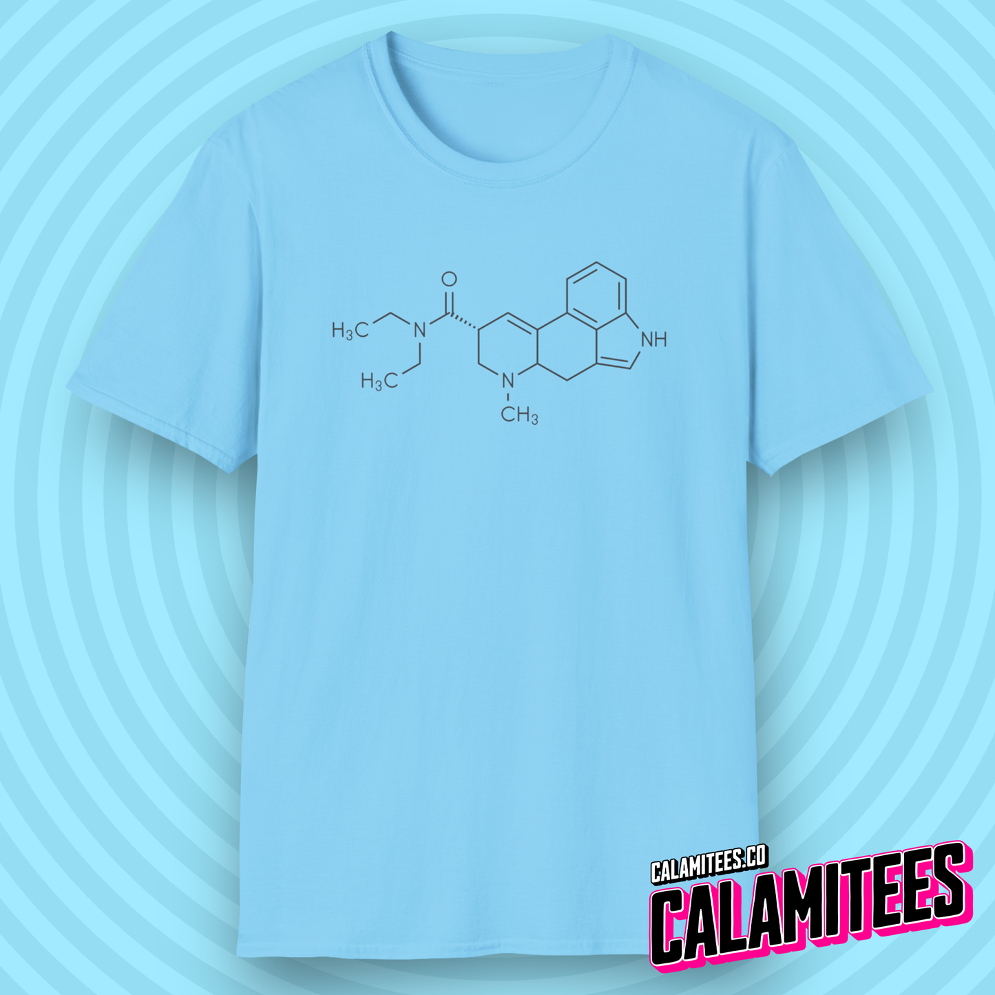 LSD Molecular Structure Illustration Lysergic Acid Diethylamide Chemistry Geek Graphic Tee Trippy Molecule T-Shirt