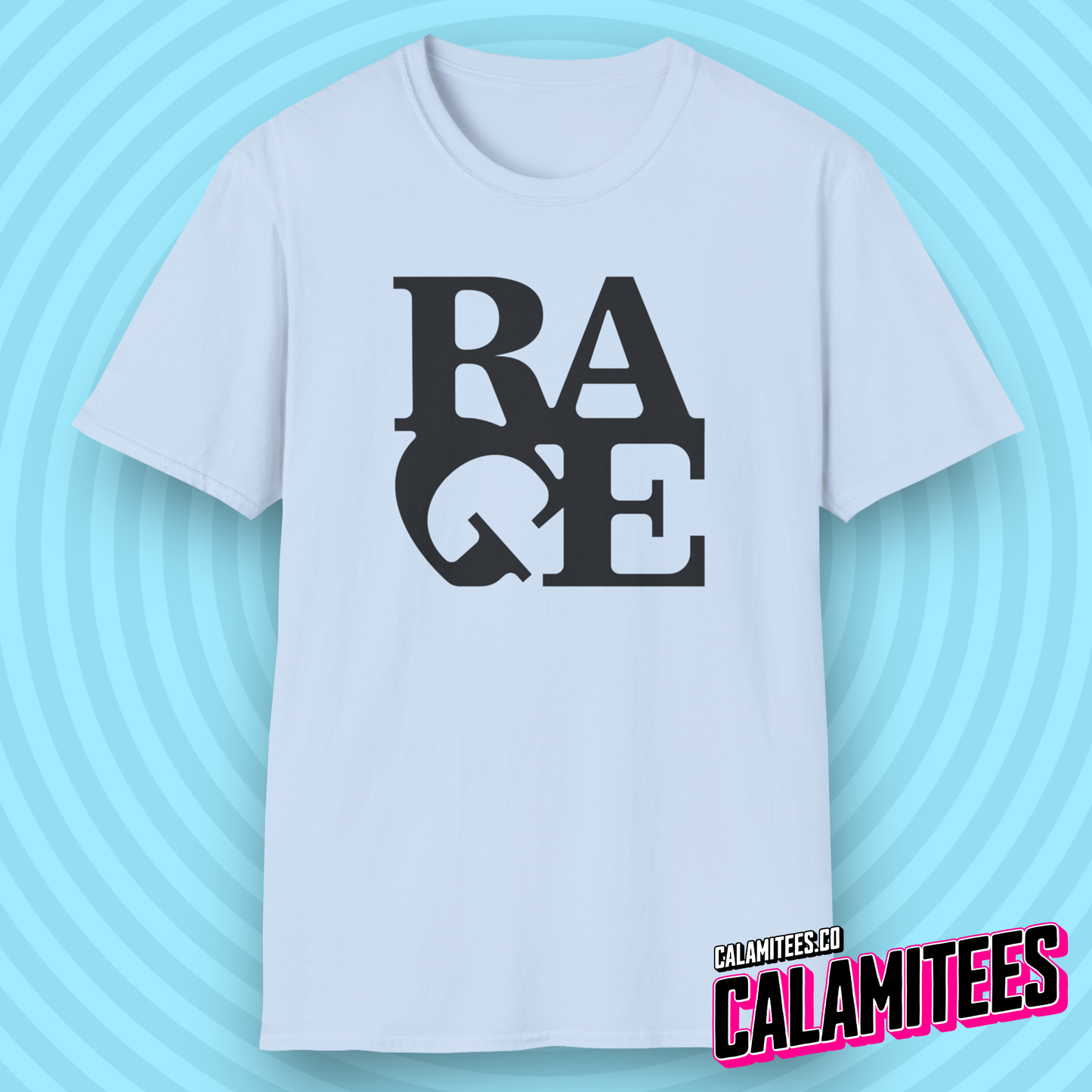 RAGE Artwork - LOVE Sculpture Artwork Parody Logo Graphic Tee Pop-Culture Funny T-Shirt