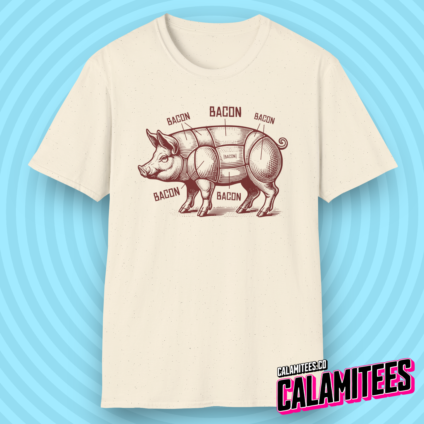 Bacon Pig Anatomical Pig Diagram with Bacon Labels T-Shirt