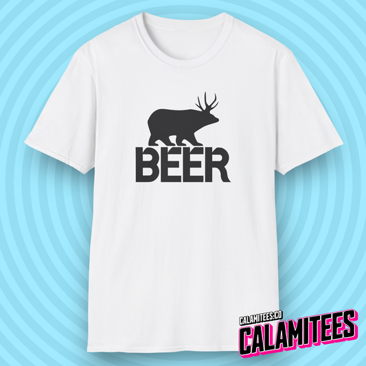 Beer - Bear with Deer Antlers - Behr Parody Logo (stacked) T-Shirt