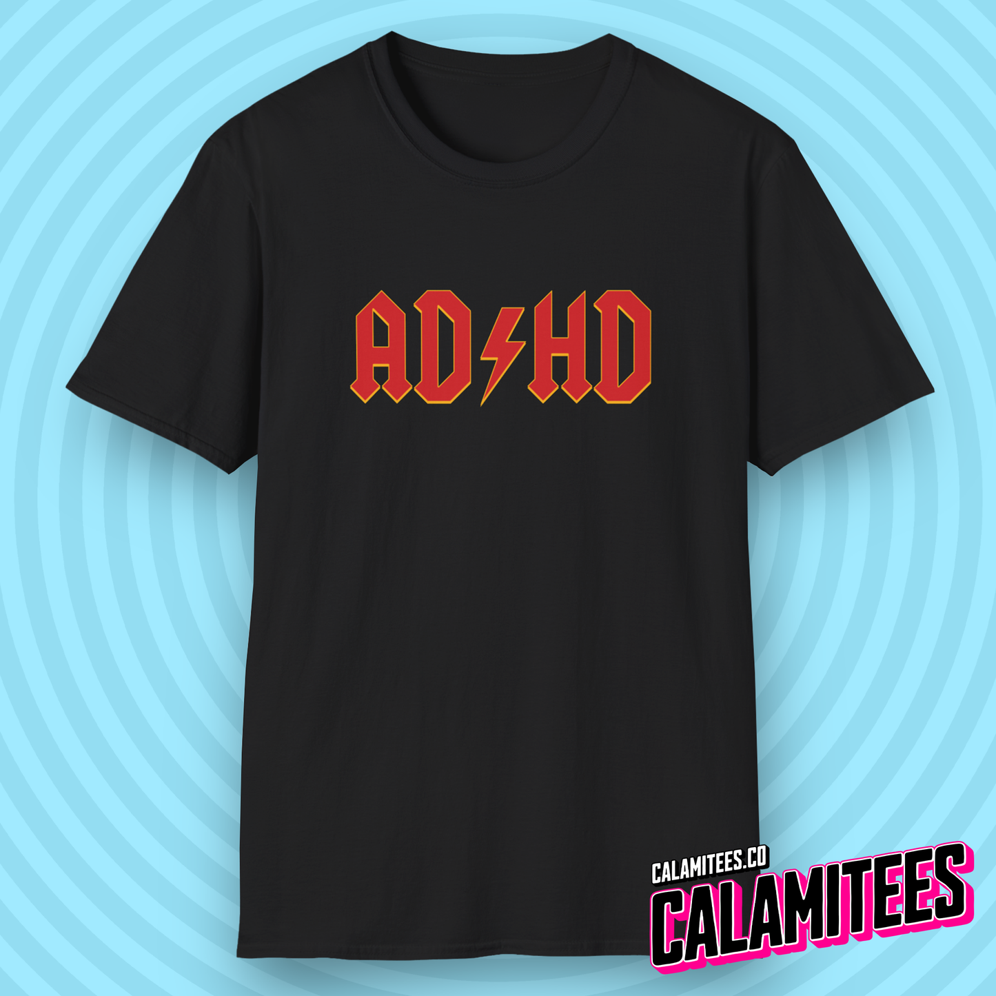 ADHD AD/HD ACDC AC/DC Parody Logo Graphic Tee for people with Attention Deficit Disorder ADHD humor t-shirt