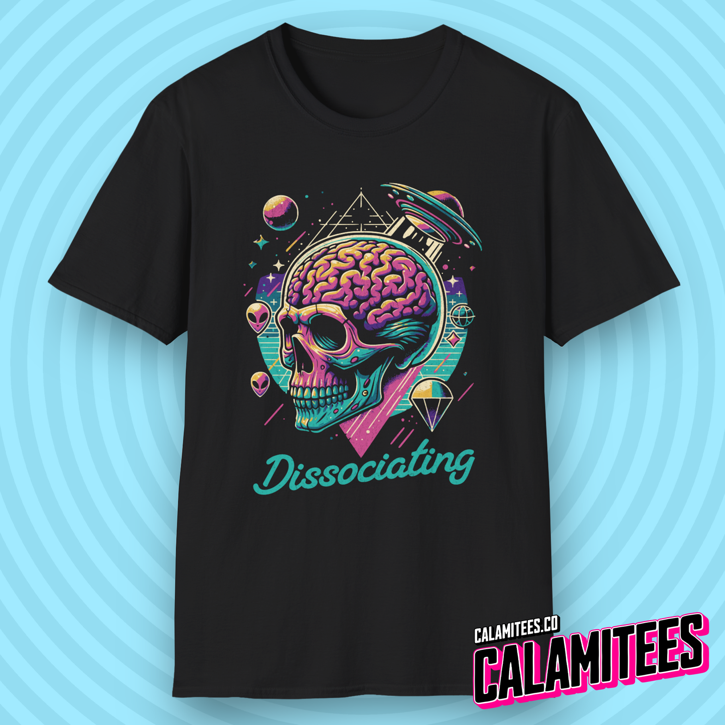 Dissociating - Space Case Brain Skull T-Shirt