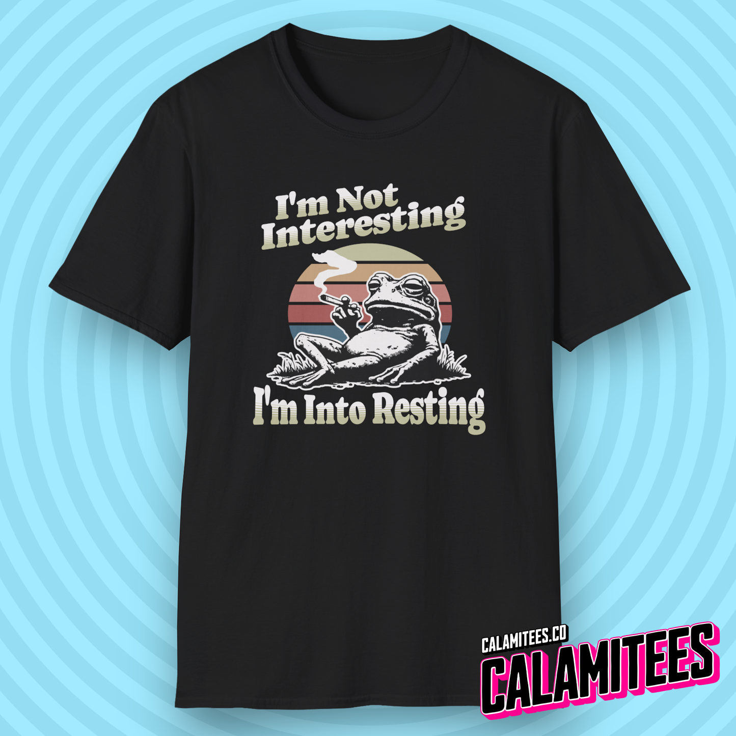 I'm Not Interesting, I'm Into Resting Chill Frog Illustration Graphic Tee Clever Funny T-Shirt