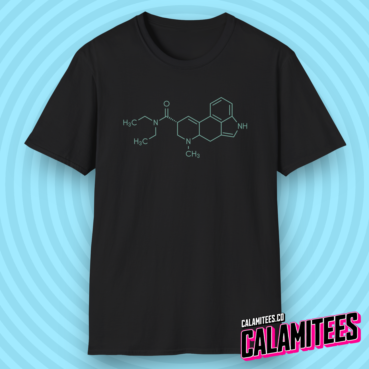 LSD Molecular Structure Illustration Lysergic Acid Diethylamide Chemistry Geek Graphic Tee Trippy Molecule T-Shirt