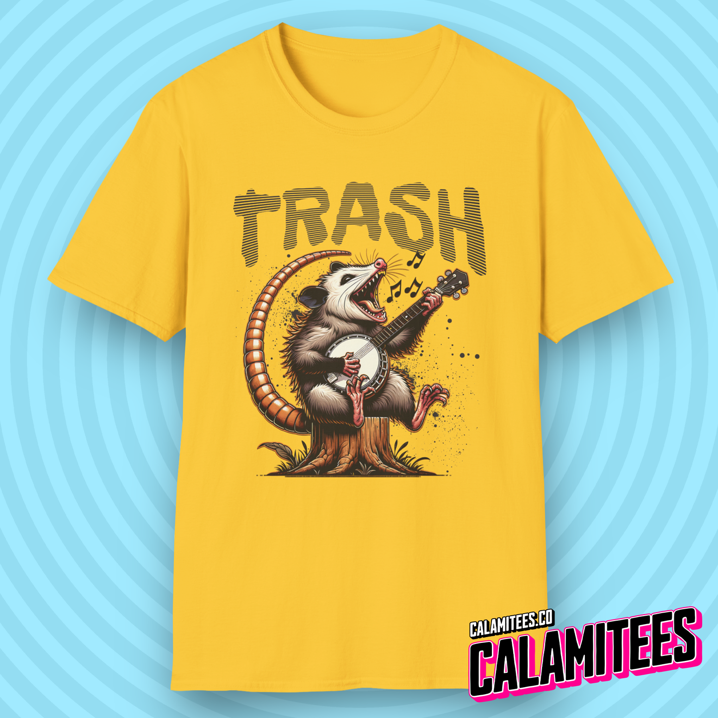 Junkyard Jamboree - Trash Possum Playing Banjo T-Shirt