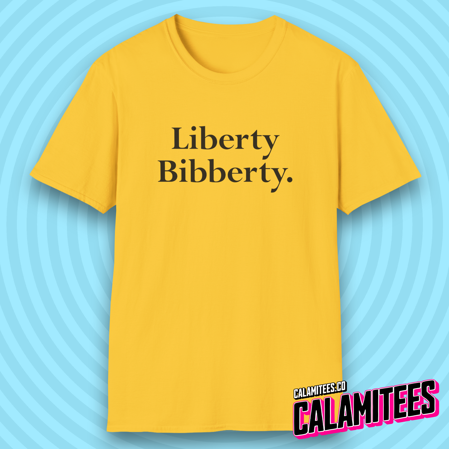 Liberty Bibberty (Liberty Biberty) Liberty Mutual Parody Typographic Graphic Tee T-Shirt