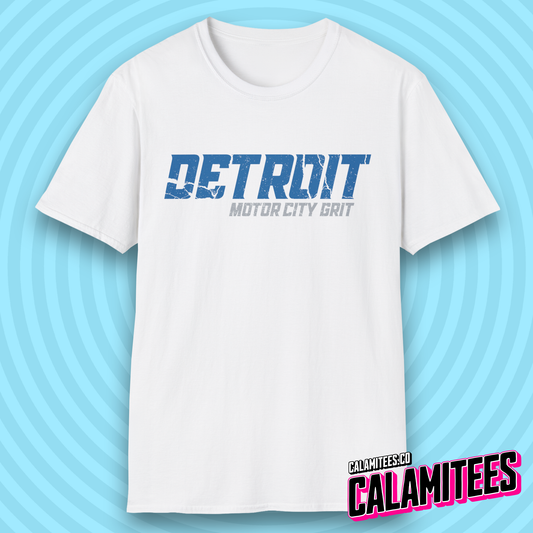 Detroit Motor City Grit Distressed Grunge Style Lions T-Shirt