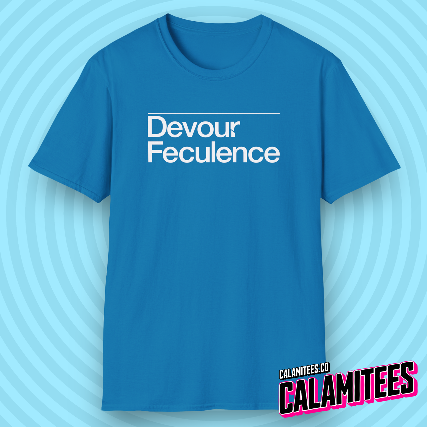 Devour Feculence Milchick Quote from Severance Black and White Photo Severance Title Logo Style Graphic Tee Devour Feculence CALAMITEES.co