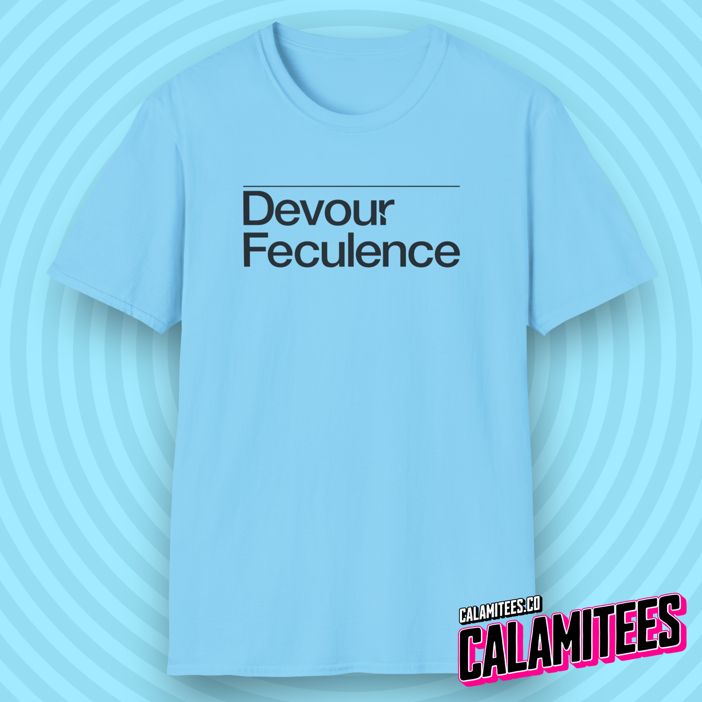 Devour Feculence Milchick Quote from Severance Black and White Photo Severance Title Logo Style Graphic Tee Devour Feculence CALAMITEES.co