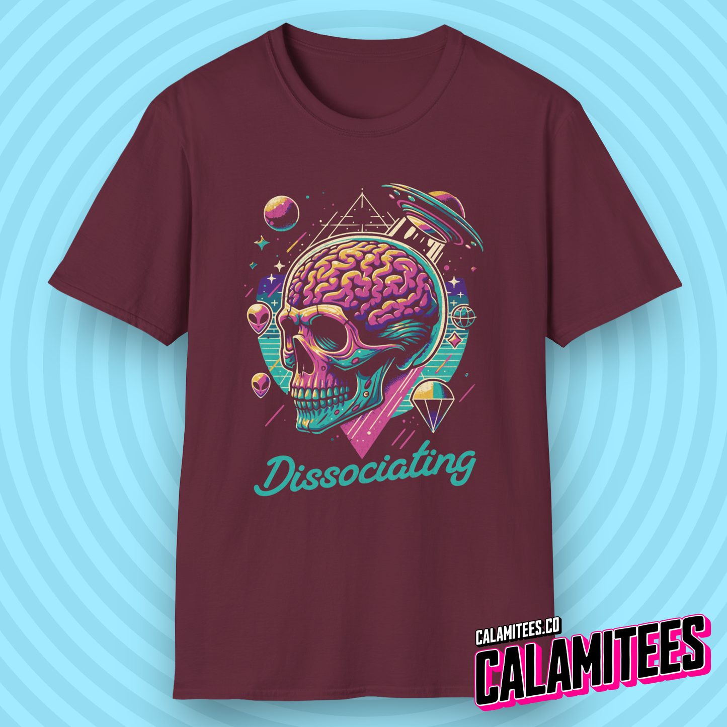 Dissociating - Space Case Brain Skull T-Shirt