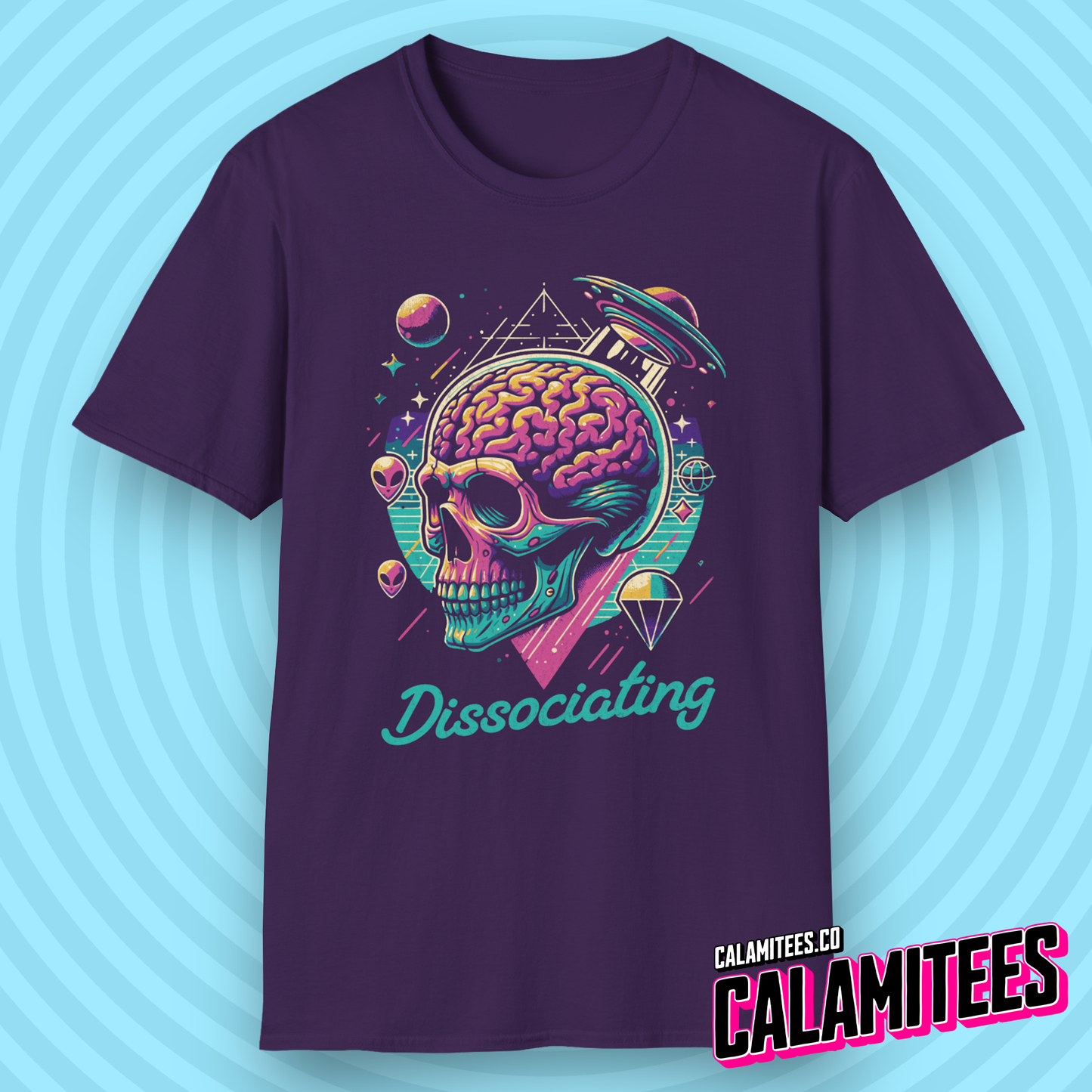Dissociating - Space Case Brain Skull T-Shirt