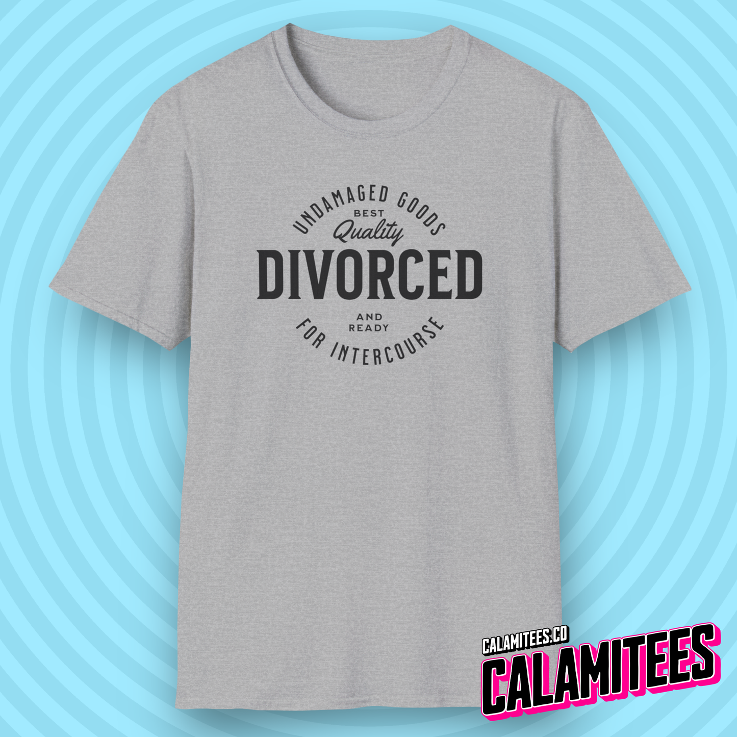 Divorced and Ready for Intercourse, Undamaged Goods Funny Adult Humor Graphic Tee for Divorcees Single or Separated T-Shirt