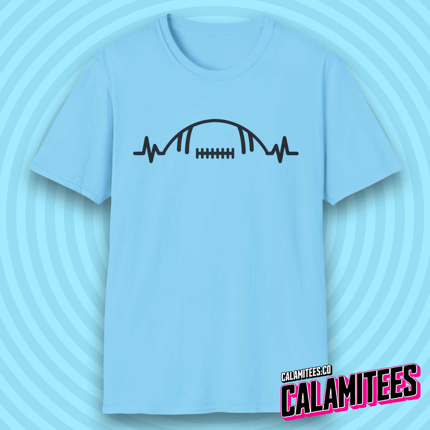 Football Heartbeat Heartrate Pulse Line American Football Lover T-Shirt