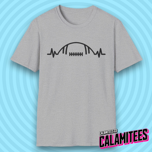 Football Heartbeat Heartrate Pulse Line American Football Lover T-Shirt