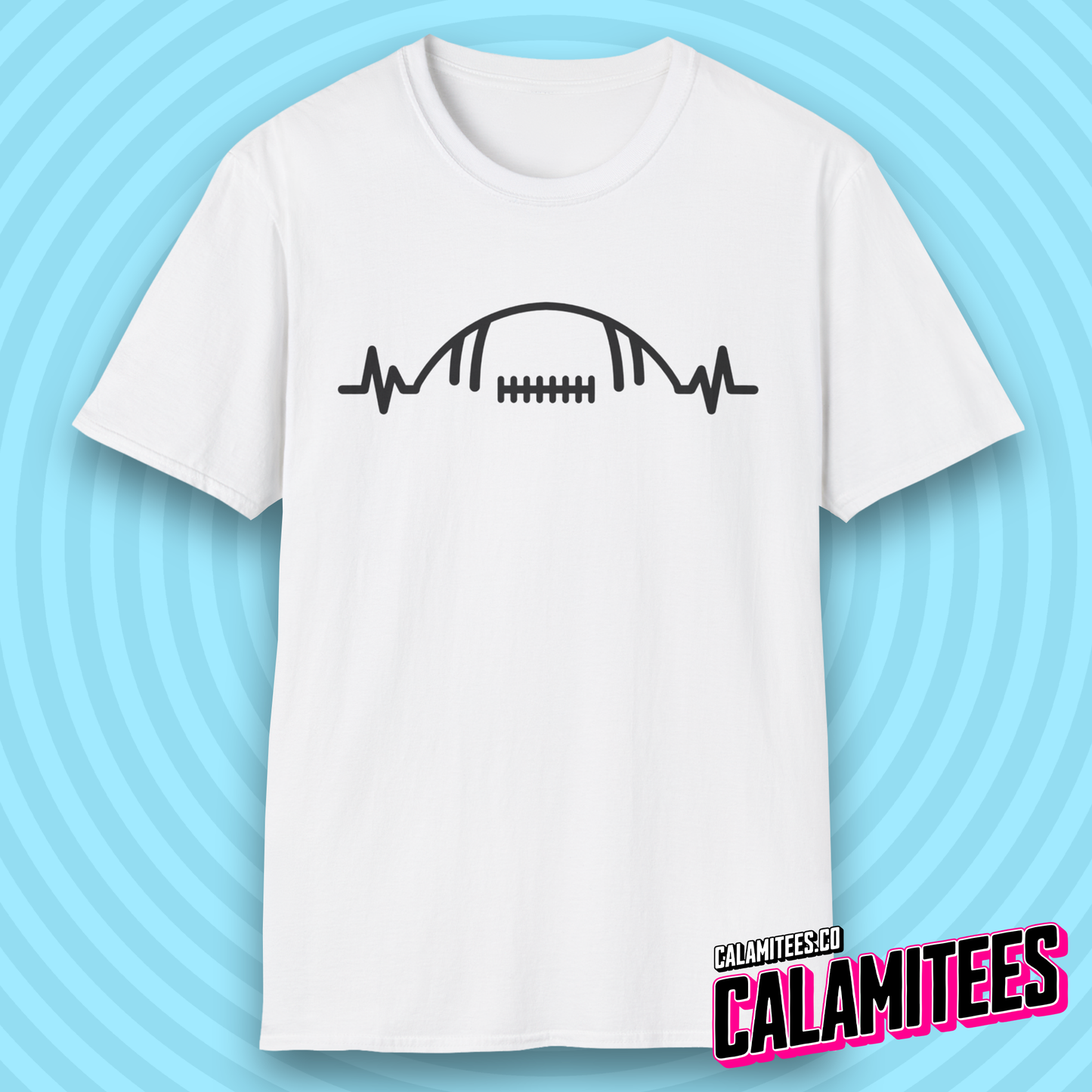 Football Heartbeat Heartrate Pulse Line American Football Lover T-Shirt