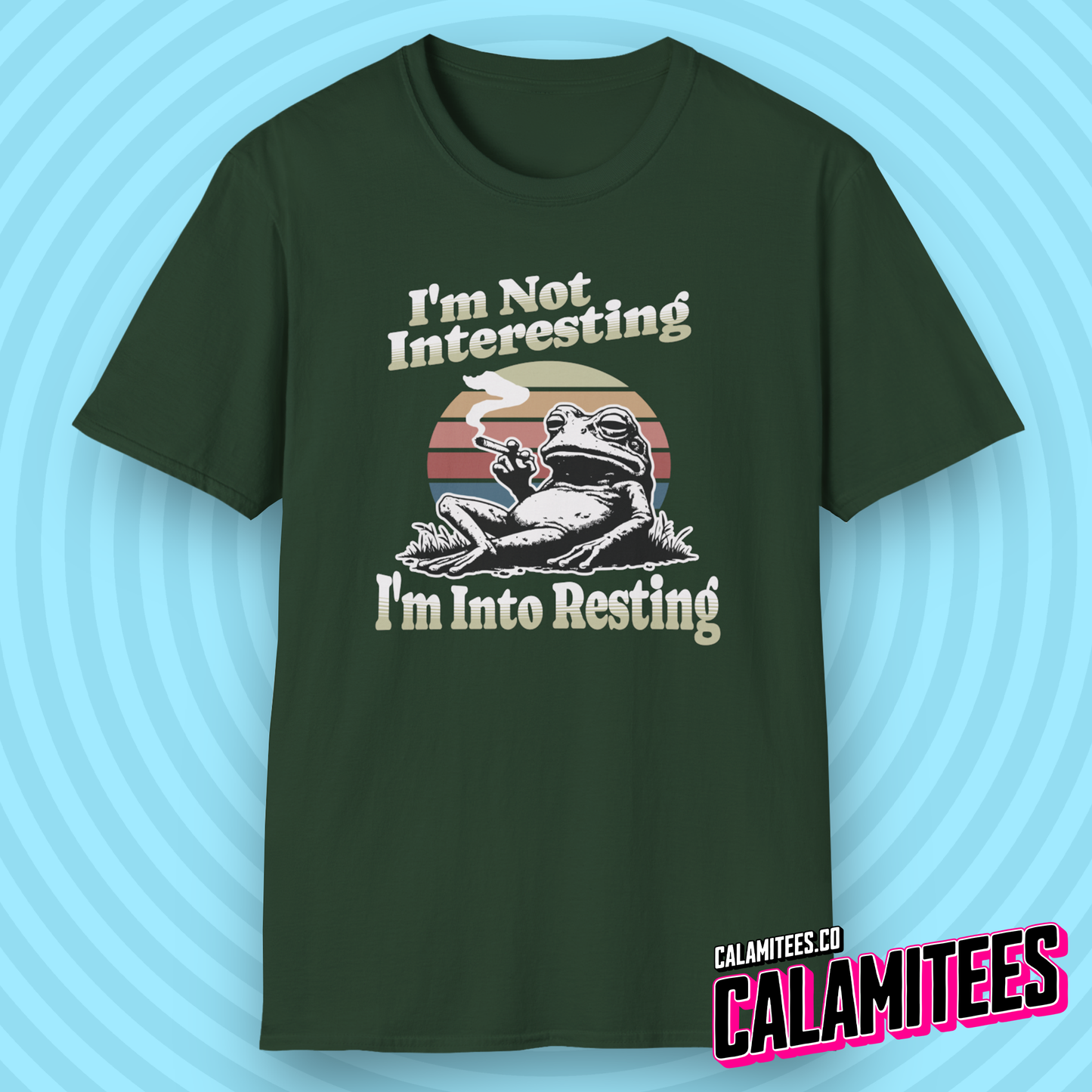 I'm not interesting, I'm into resting chill frog smoking graphic tee retro style lazy people funny t-shirt