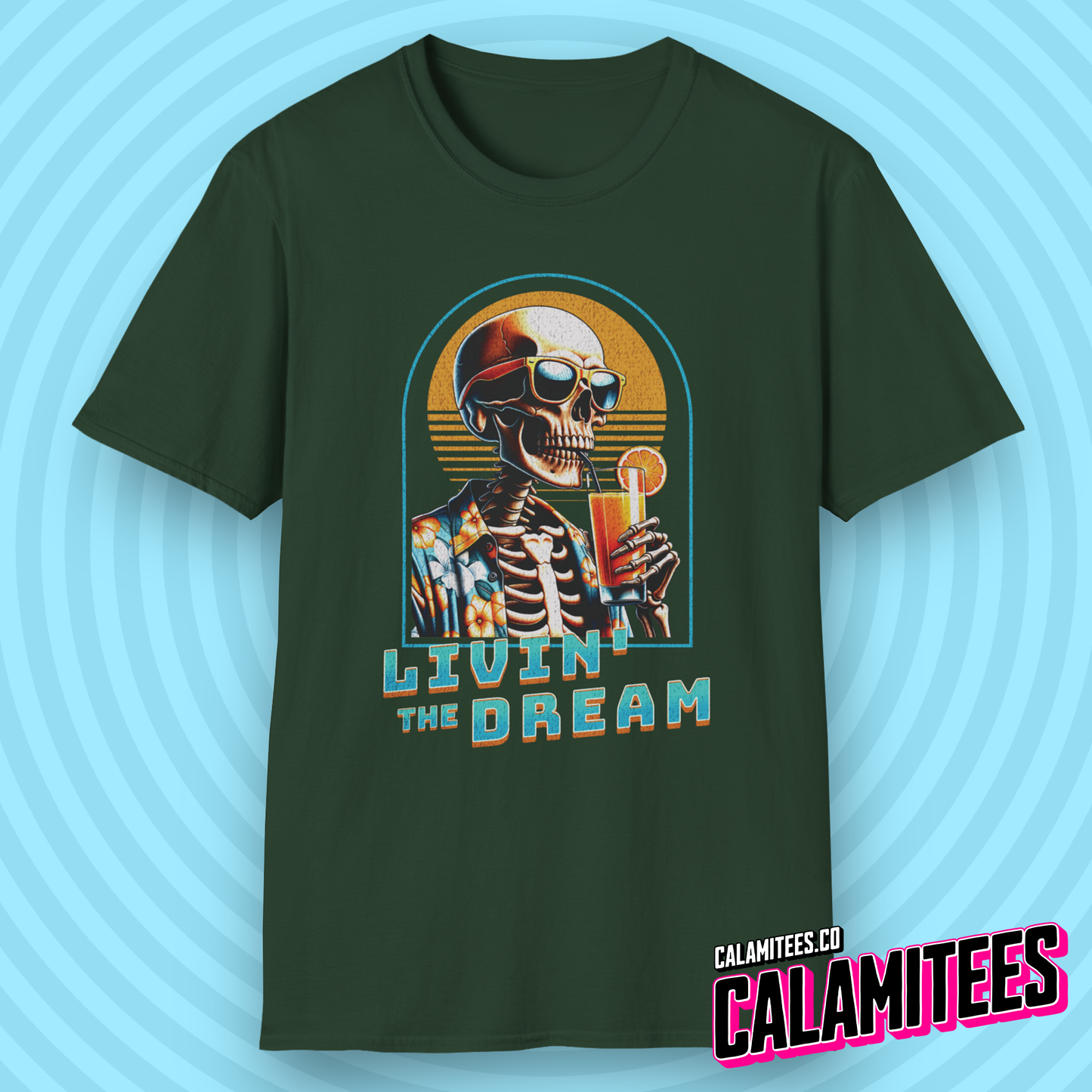 Livin' The Dream Tropical Skeleton T-Shirt