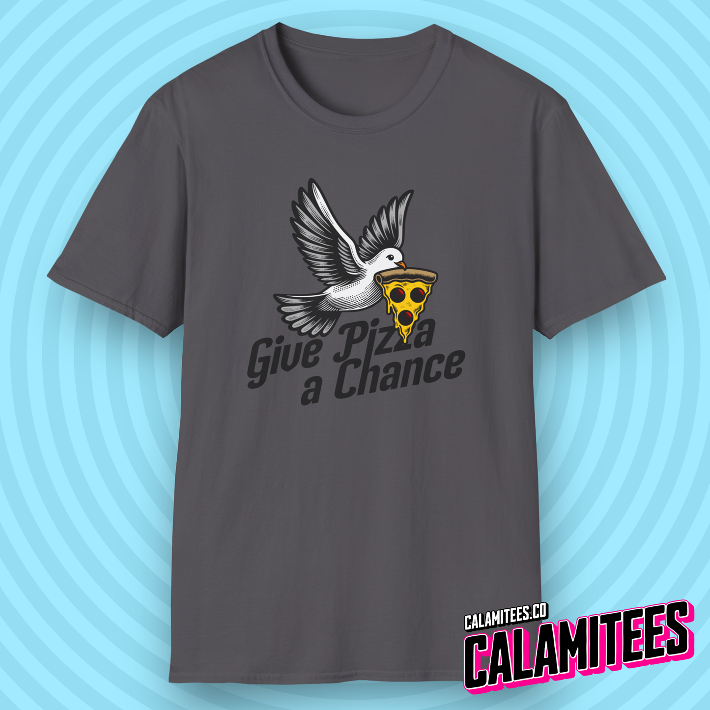 Give Pizza A Chance Funny Peace Dove Parody T-Shirt