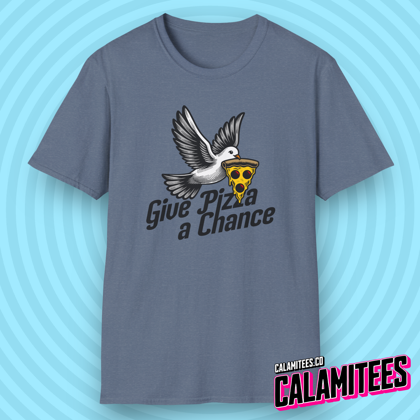 Give Pizza A Chance Funny Peace Dove Parody T-Shirt