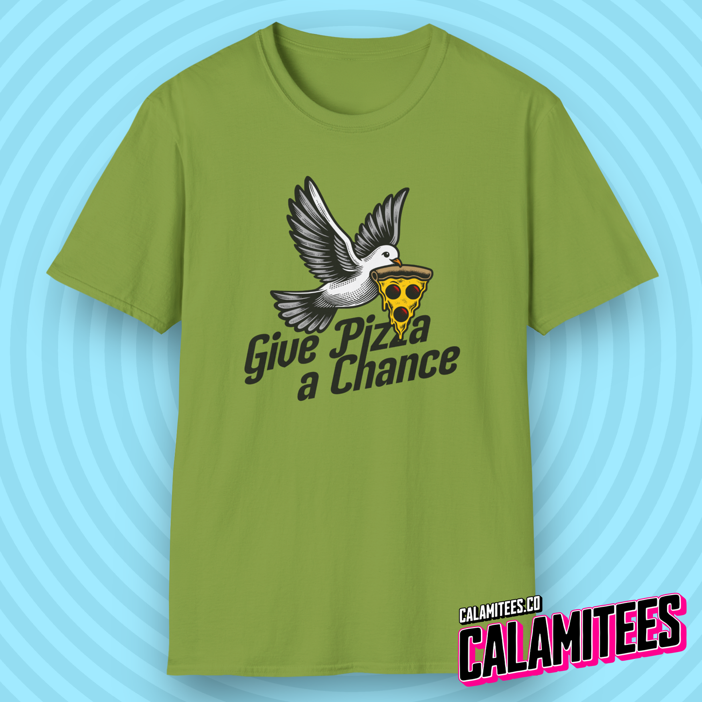 Give Pizza A Chance Funny Peace Dove Parody T-Shirt