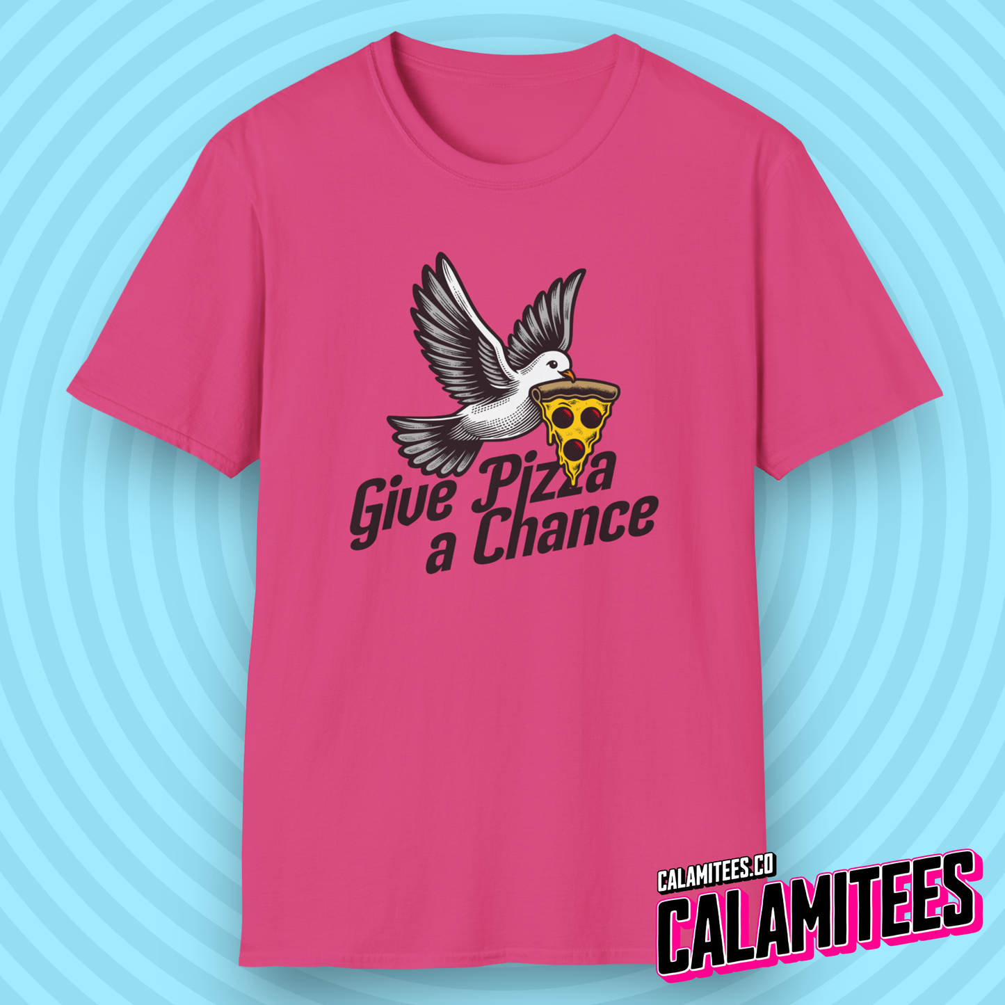 Give Pizza A Chance Funny Peace Dove Parody T-Shirt
