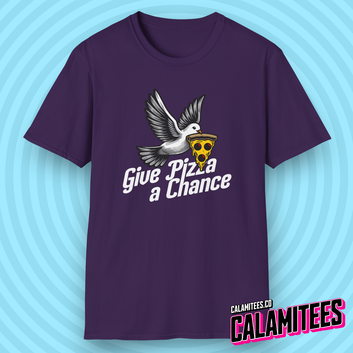 Give Pizza A Chance Funny Peace Dove Parody T-Shirt