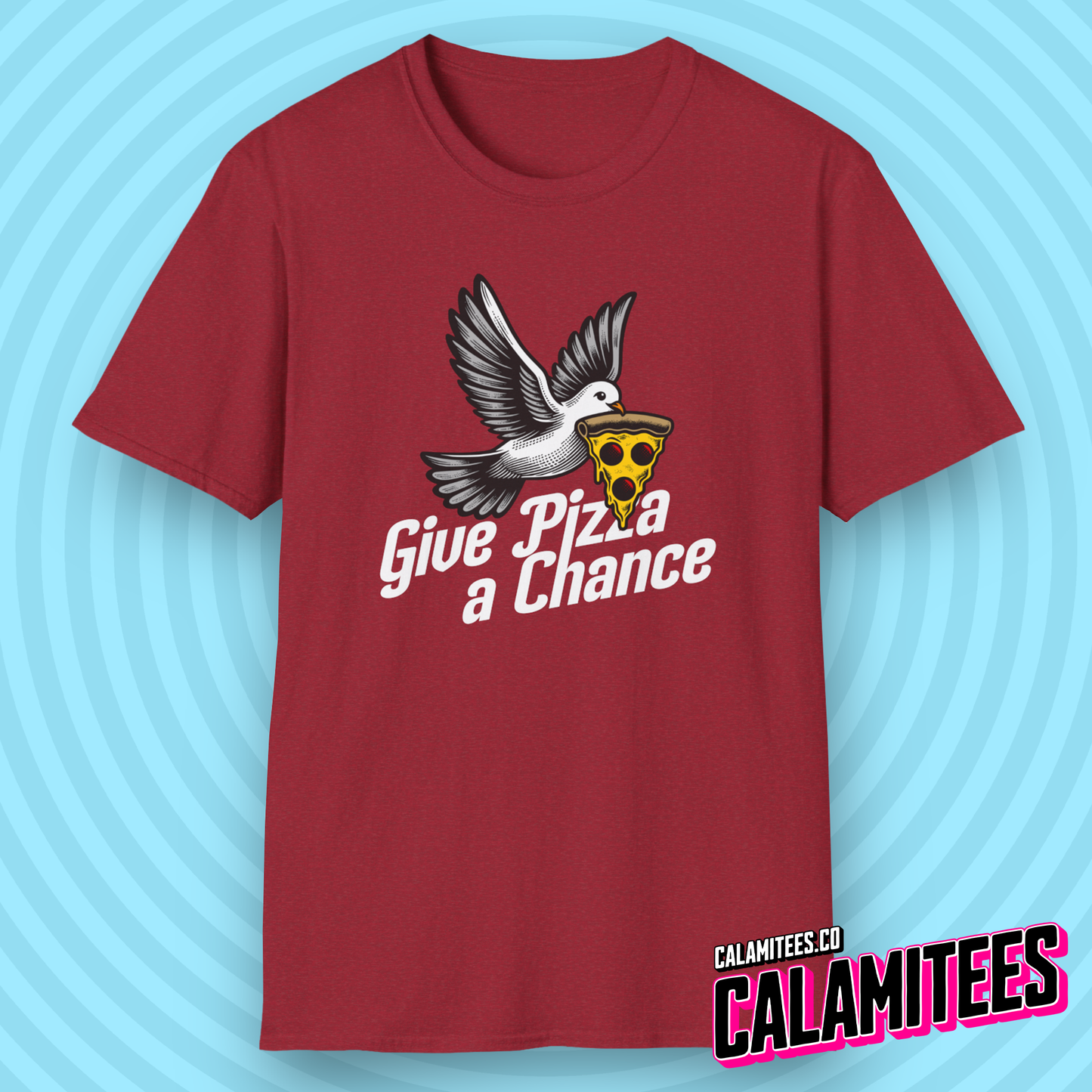 Give Pizza A Chance Funny Peace Dove Parody T-Shirt