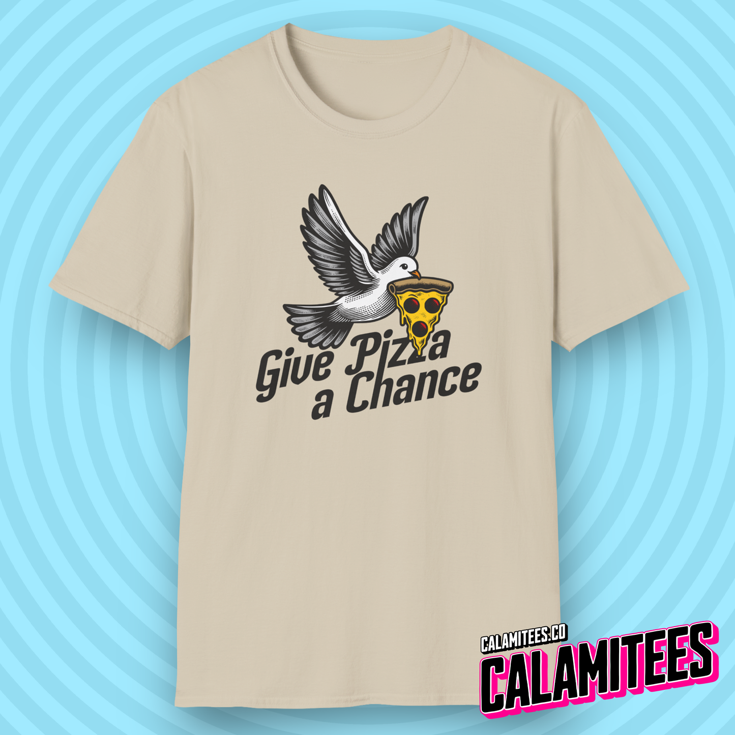 Give Pizza A Chance Funny Peace Dove Parody T-Shirt