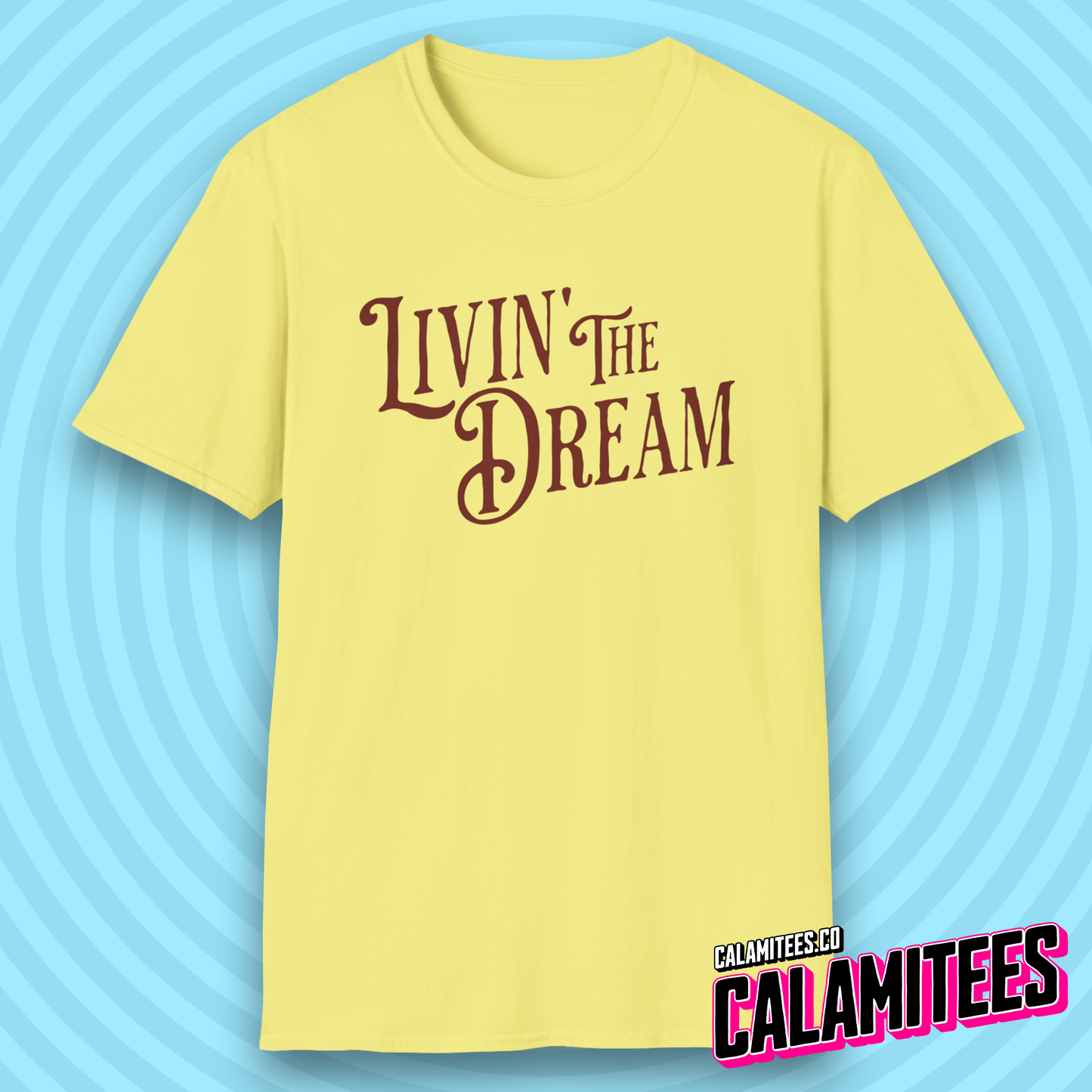 Livin' The Dream (Living The Dream) Vintage Style Typographic Graphic Tee T-Shirt