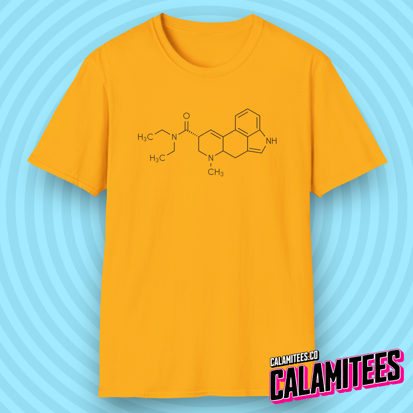 LSD Molecular Structure Illustration Lysergic Acid Diethylamide Chemistry Geek Graphic Tee Trippy Molecule T-Shirt