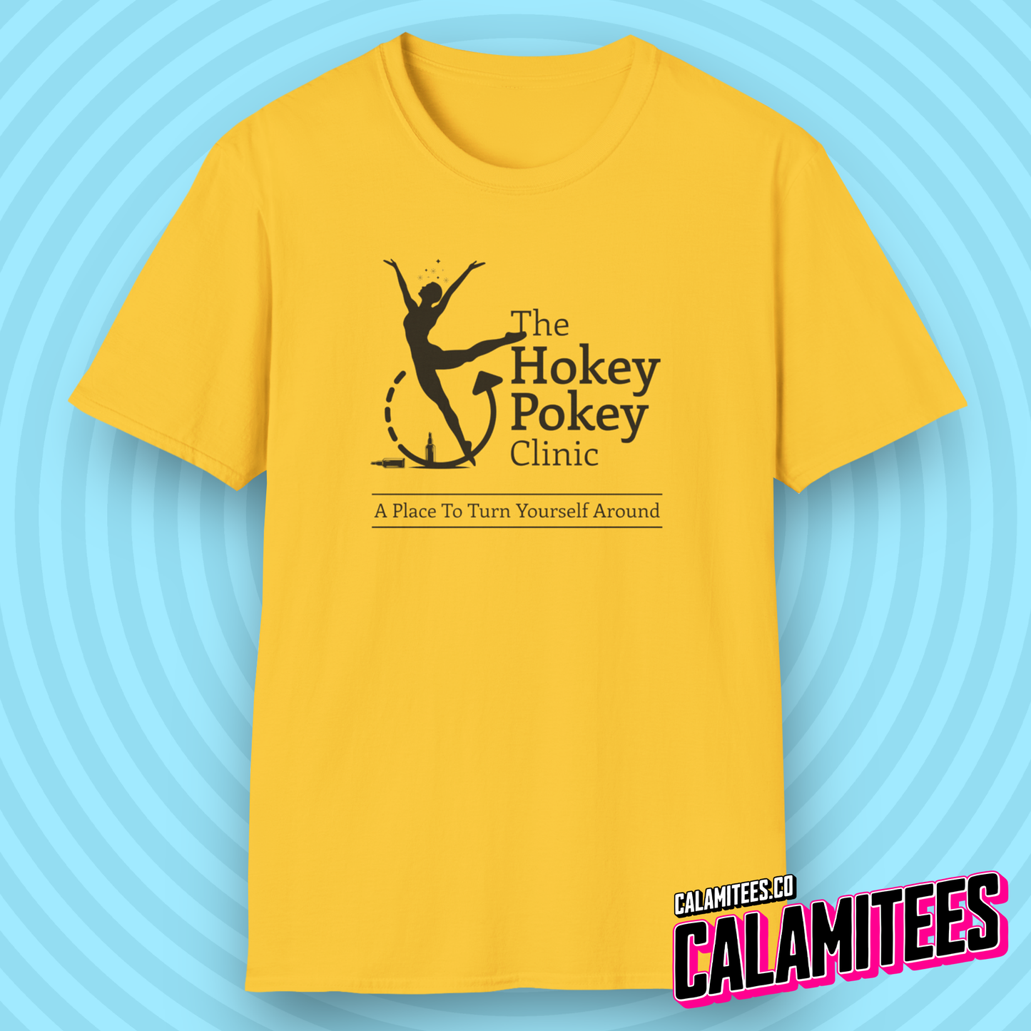 The Hokey Pokey Clinic A Place to Turn Yourself Around Rehab Joke Parody Logo Graphic Tee Funny T-Shirt