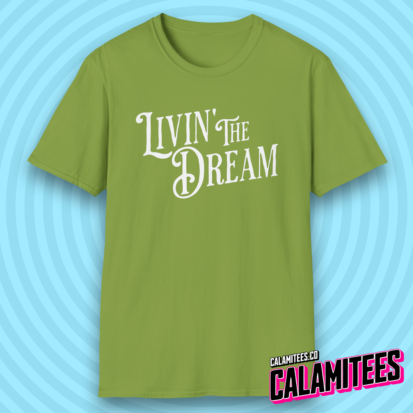 Livin' The Dream (Living The Dream) Vintage Style Typographic Graphic Tee T-Shirt