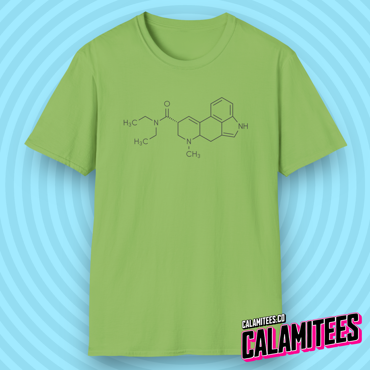 LSD Molecular Structure Illustration Lysergic Acid Diethylamide Chemistry Geek Graphic Tee Trippy Molecule T-Shirt