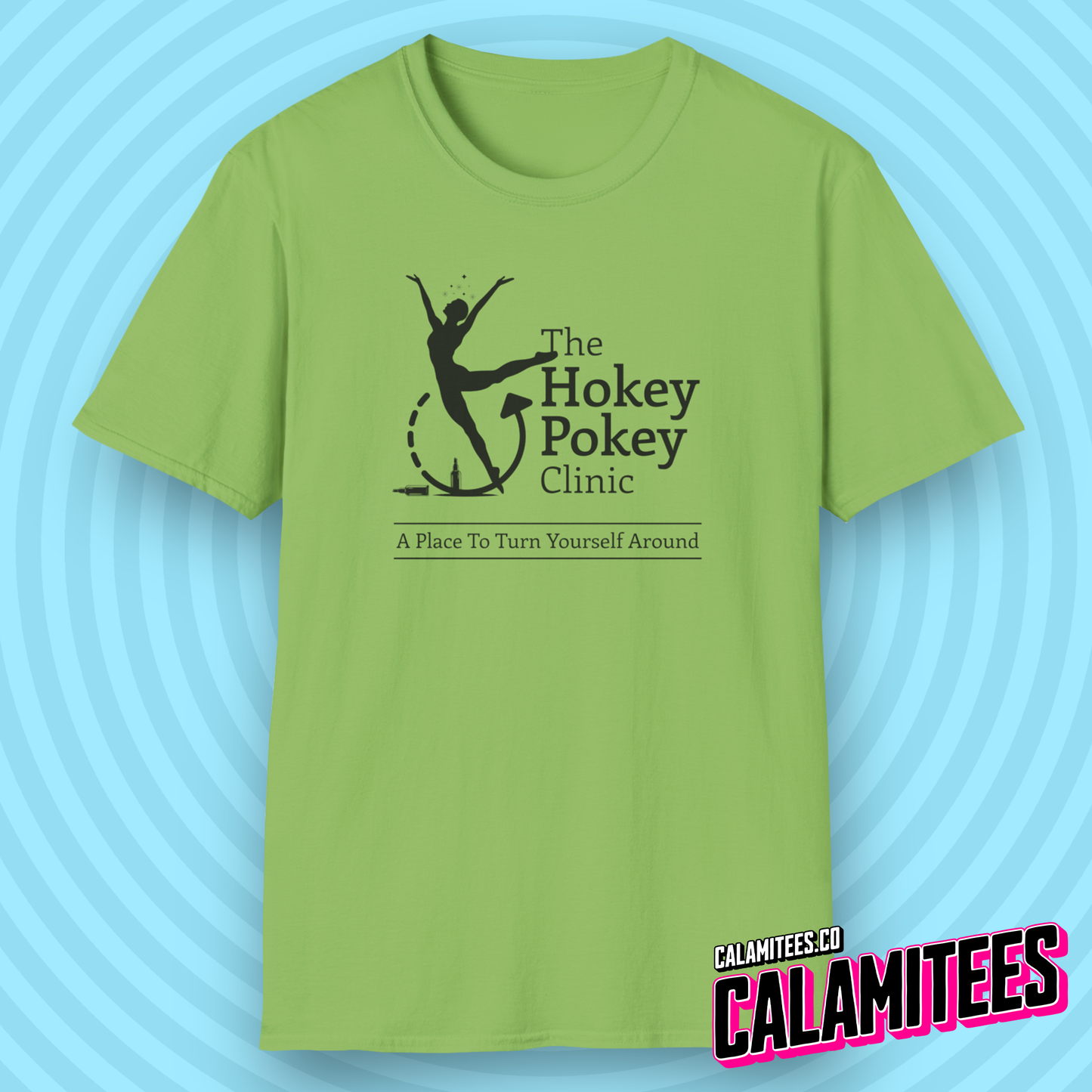 The Hokey Pokey Clinic A Place to Turn Yourself Around Rehab Joke Parody Logo Graphic Tee Funny T-Shirt