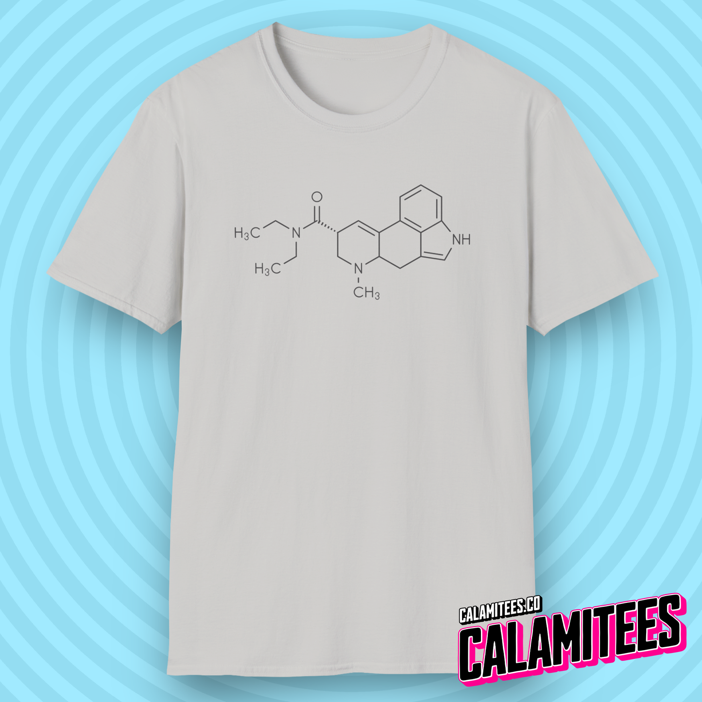 LSD Molecular Structure Illustration Lysergic Acid Diethylamide Chemistry Geek Graphic Tee Trippy Molecule T-Shirt