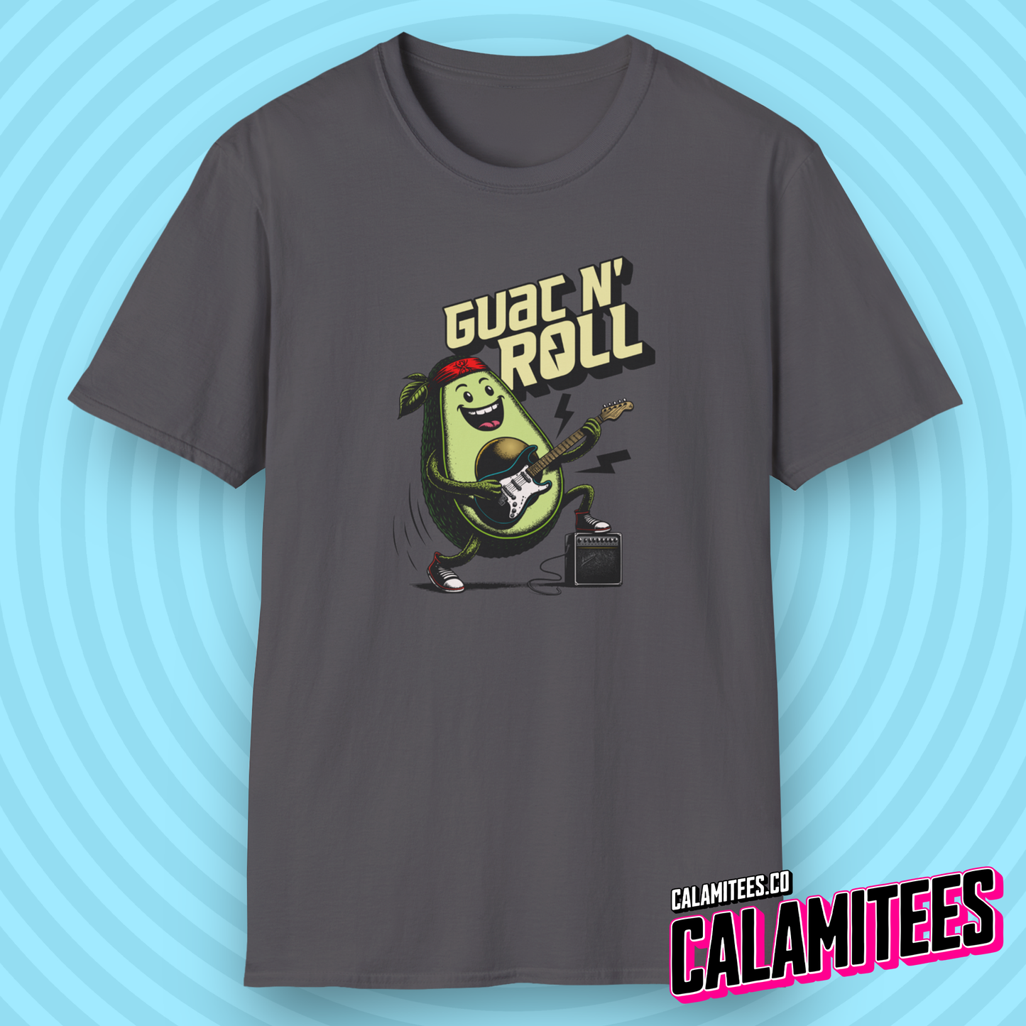 Guac N' Roll - Rockstar Avocado Playing Guitar T-Shirt