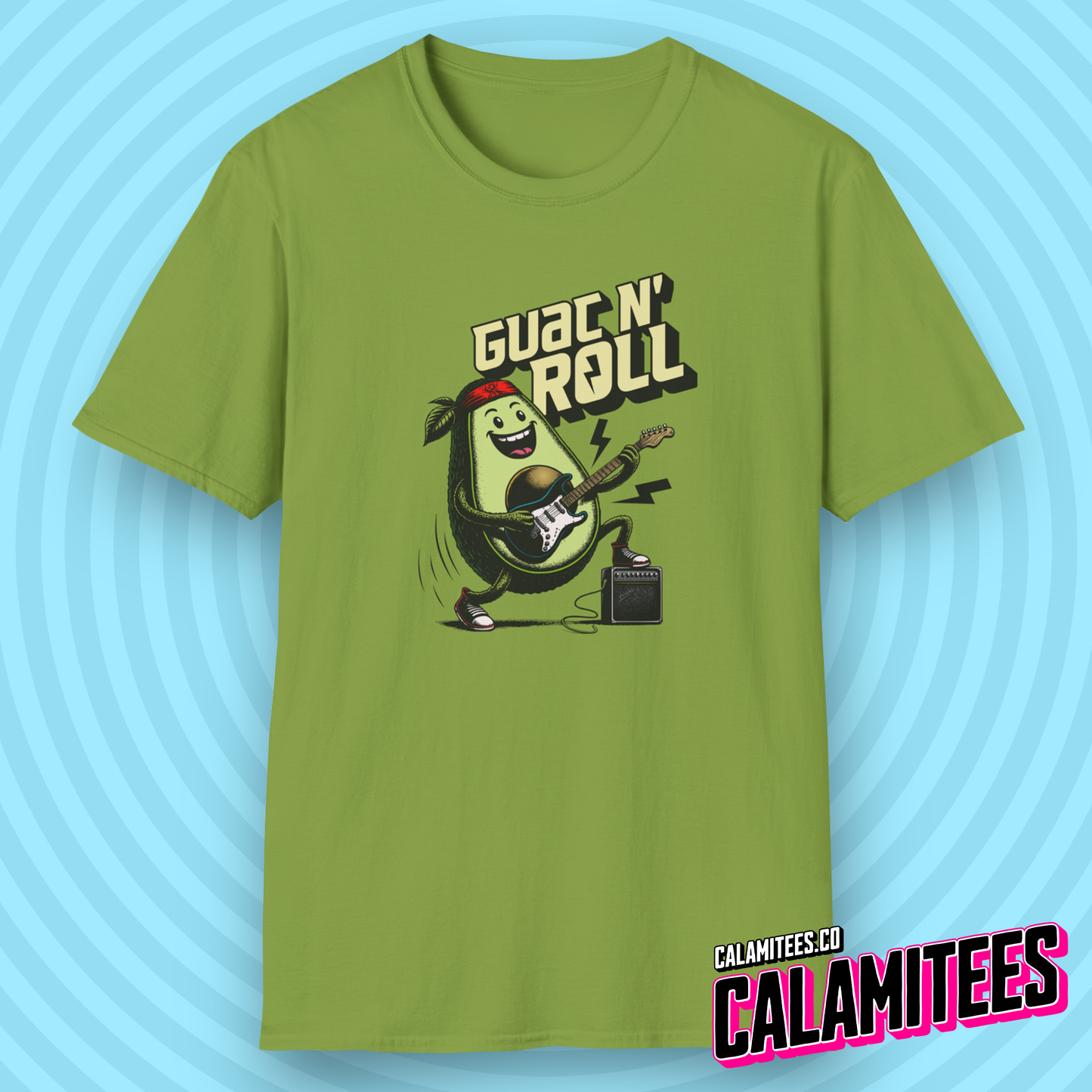 Guac N' Roll - Rockstar Avocado Playing Guitar T-Shirt