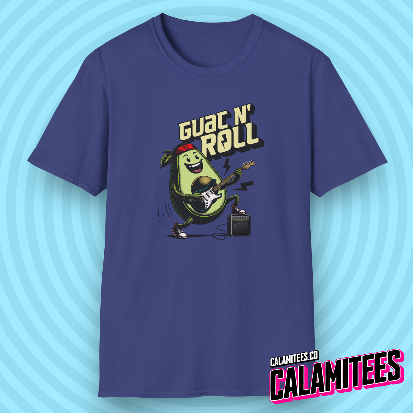 Guac N' Roll - Rockstar Avocado Playing Guitar T-Shirt