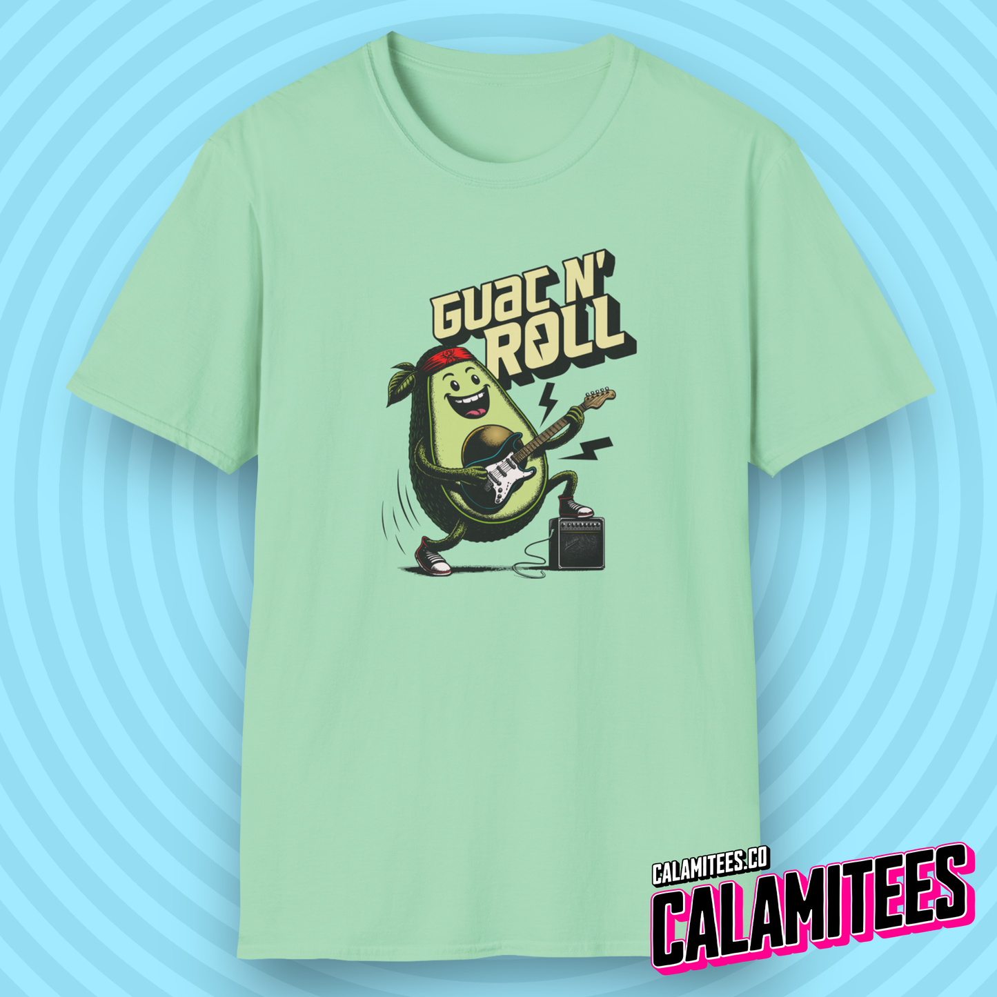 Guac N' Roll - Rockstar Avocado Playing Guitar T-Shirt