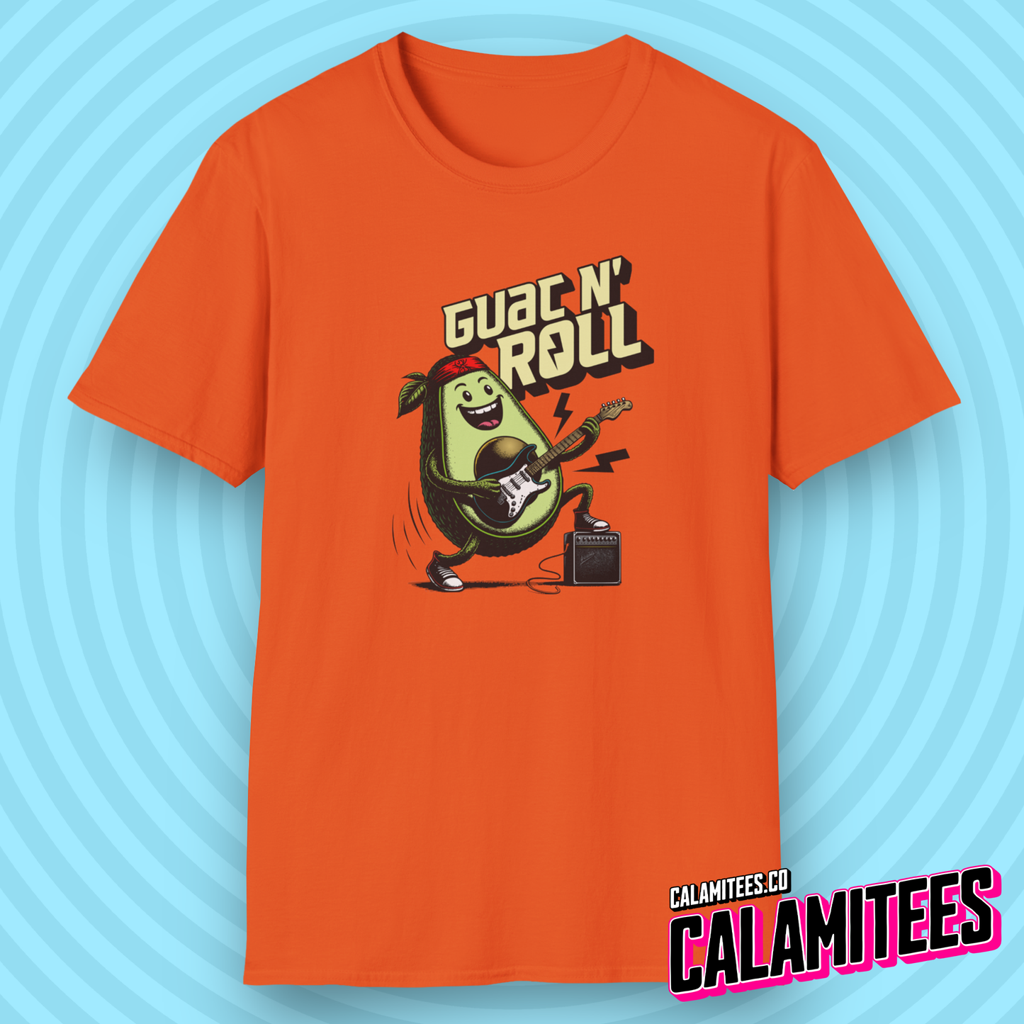 Guac N' Roll - Rockstar Avocado Playing Guitar T-Shirt
